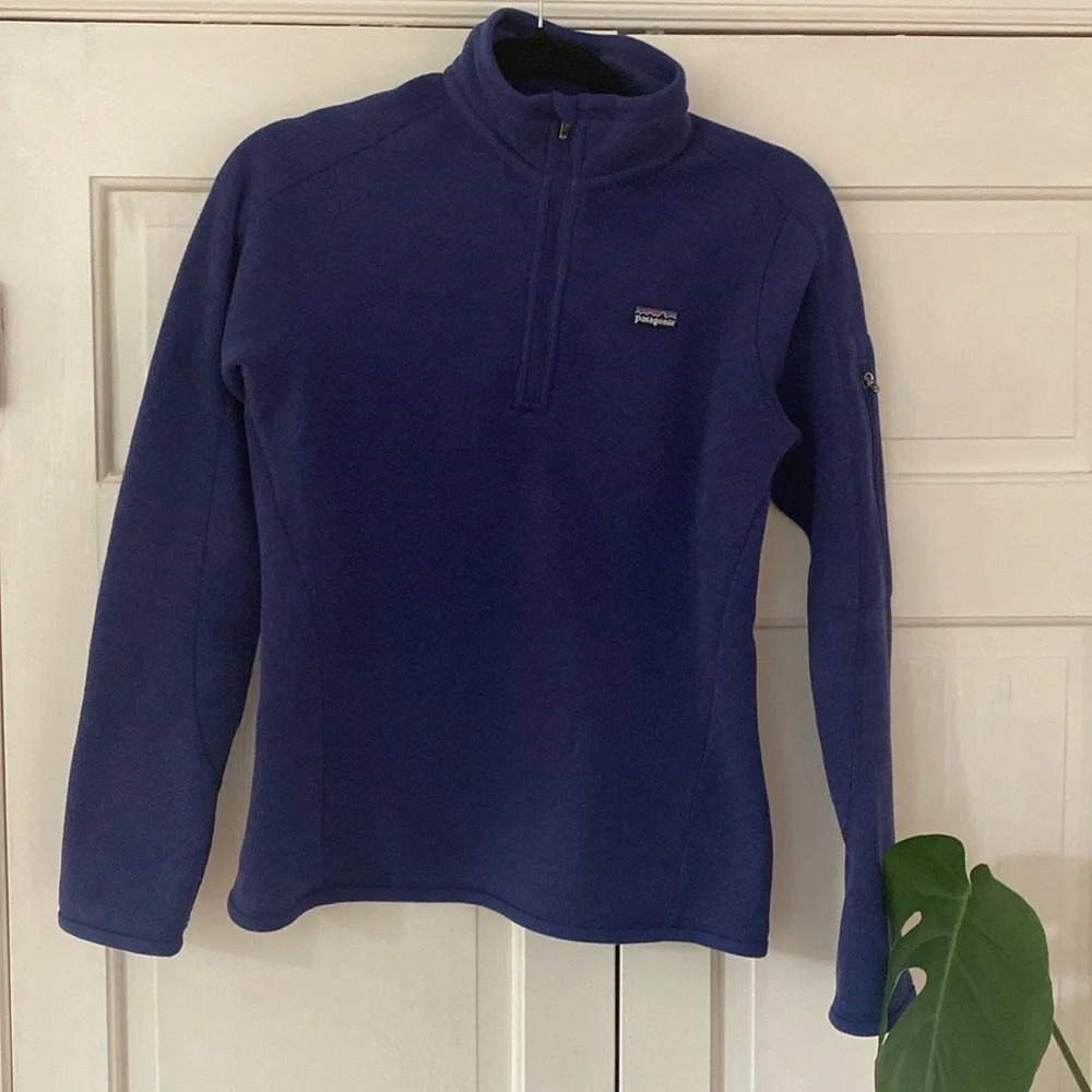 Patagonia Better Sweater Currant Blue Quarter Zip Jacket Coat Size Small Pullove